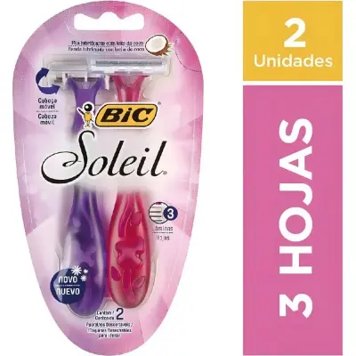 Máquina de Afeitar Bic Soleil Rosa/Violeta Pack x2