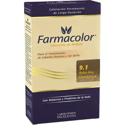 Kit de Coloración Farmacolor Tono 9.1 Rubio Muy Claro