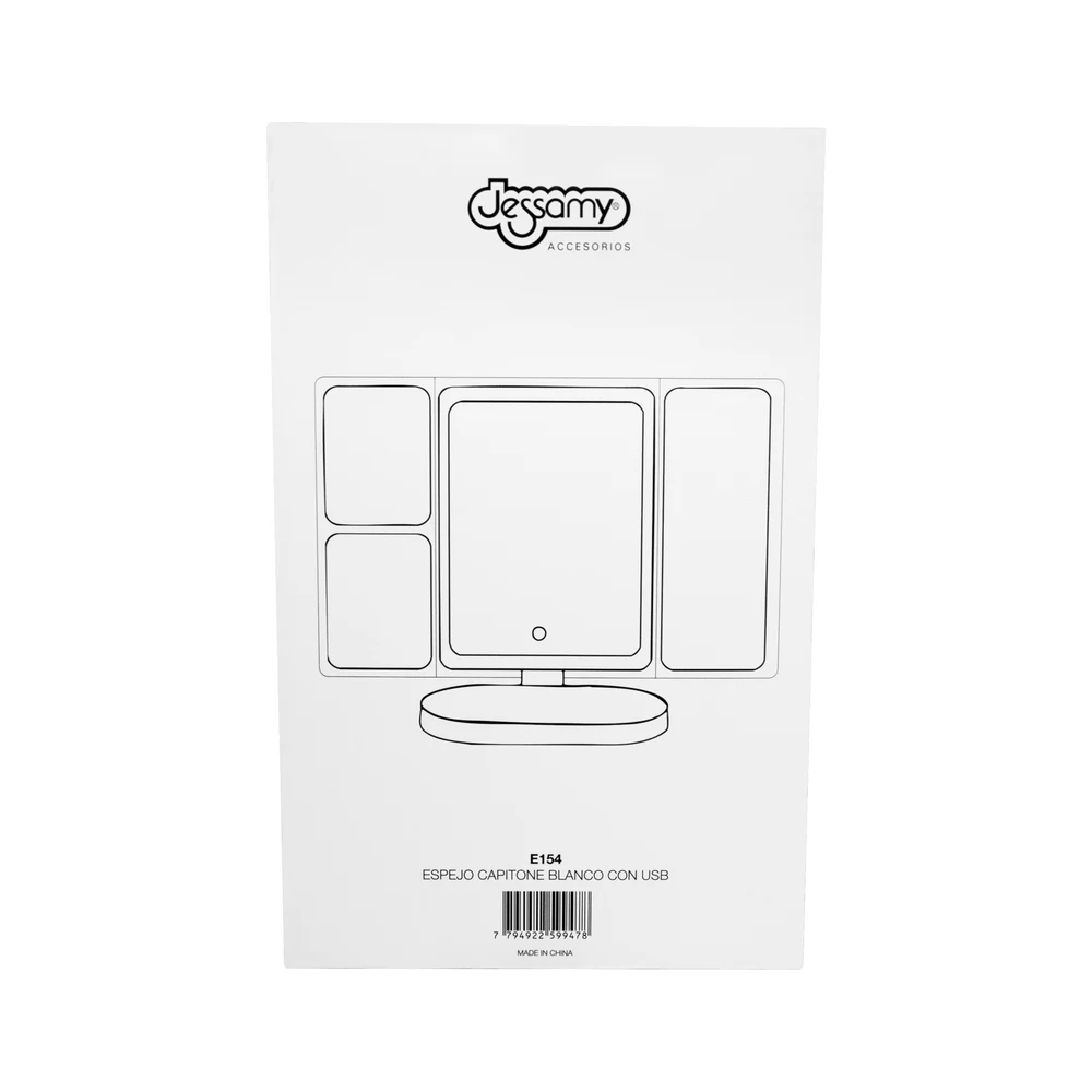 Espejo Capitoné Blanco LED Jessamy Con USB — foto 1