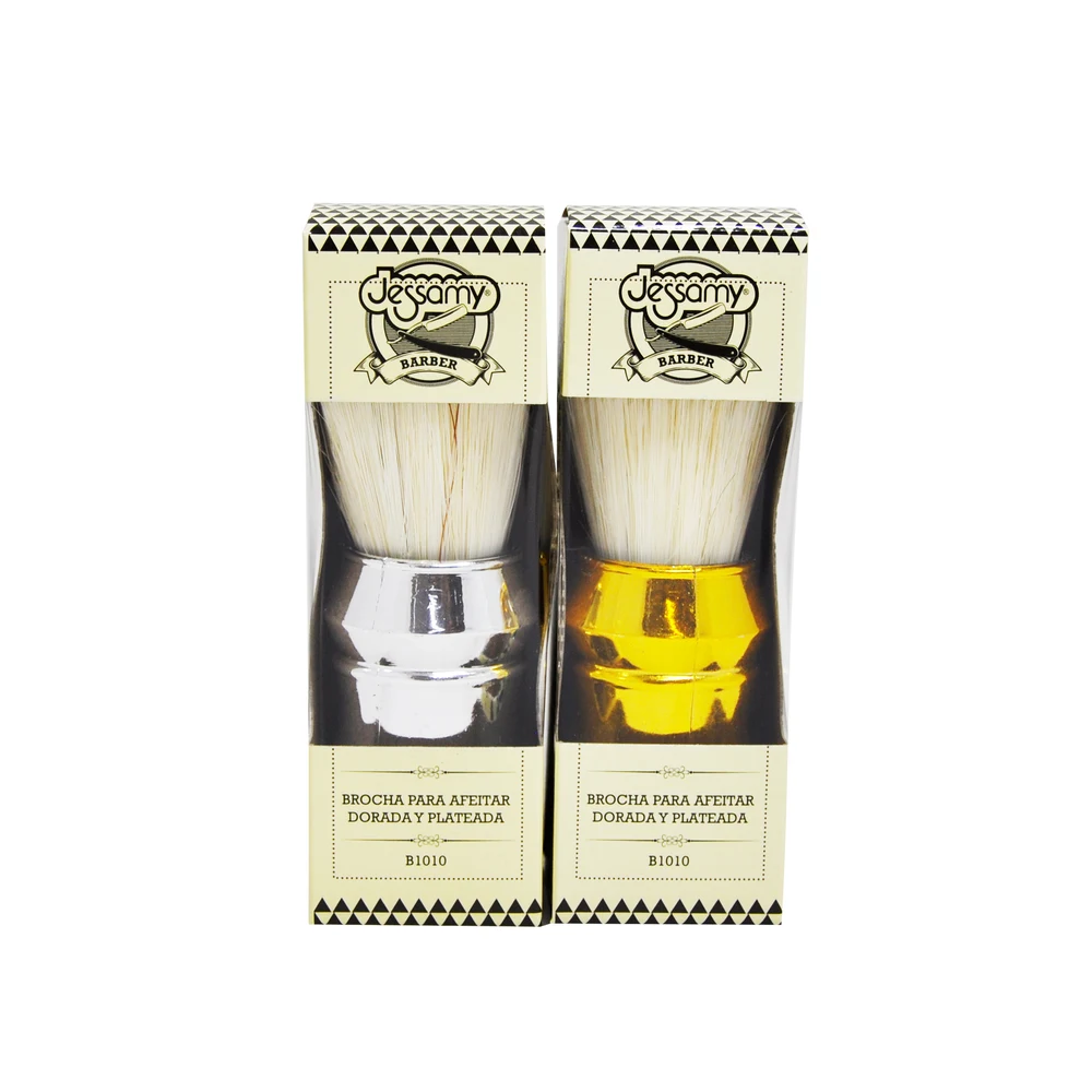 Brocha de afeitar premium dorada y plateada Jessamy — foto 3