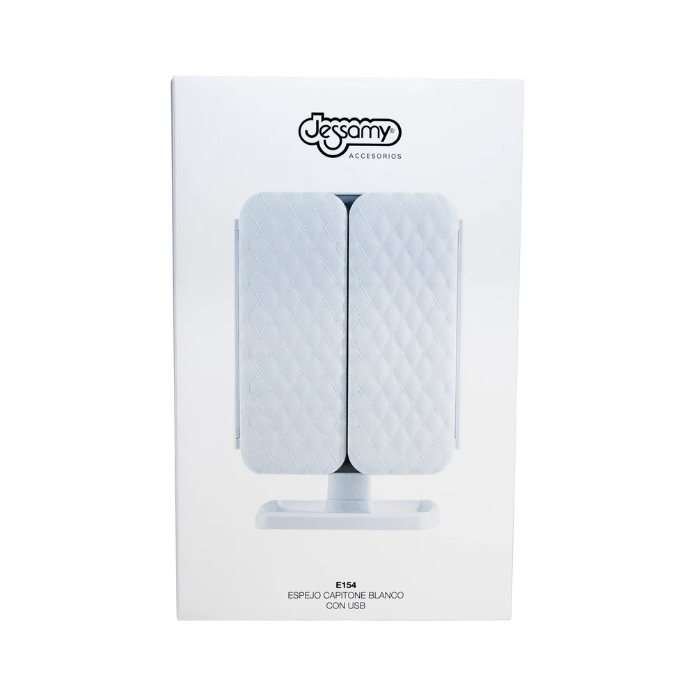 Espejo Capitoné Blanco LED Jessamy Con USB — foto 2