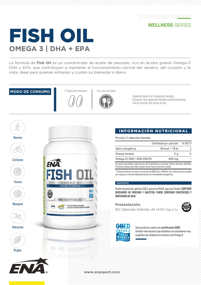 Suplemento ENA Fish Oil 60 Cápsulas — foto 3