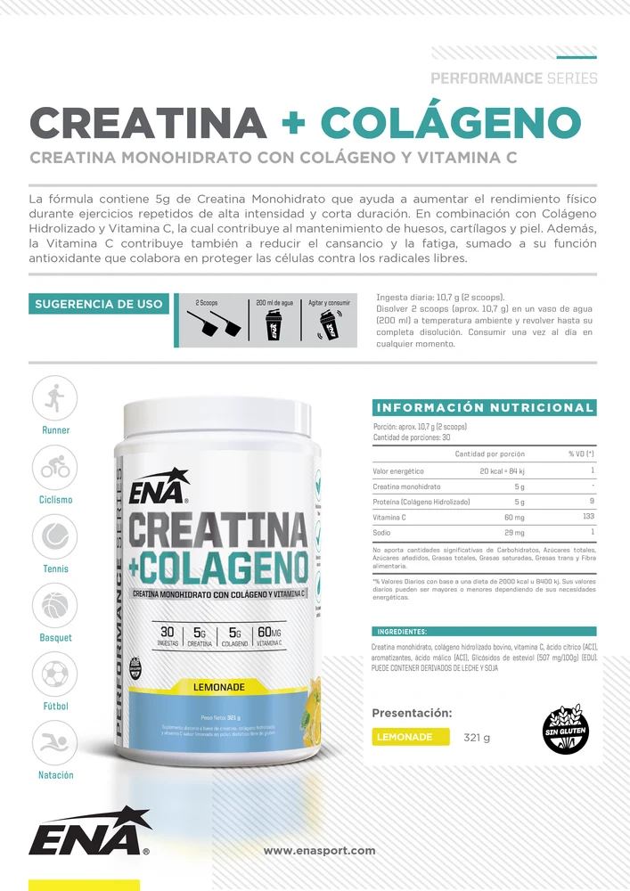 ENA Creatina + Colágeno Limón 321 g — foto 2