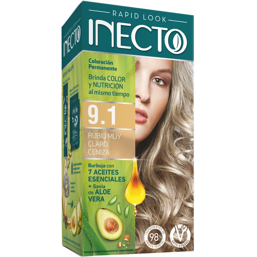 Inecto Tintura Rapid Kit -Rubio Muy Claro Ceniza N° 9,1 — foto 2