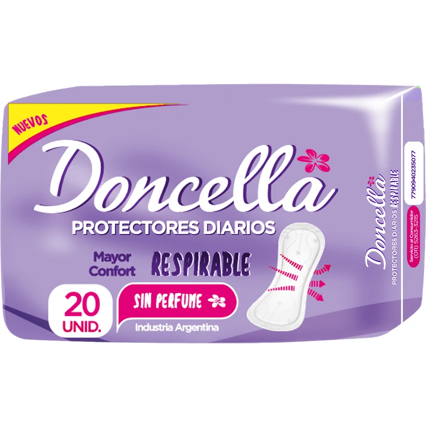 Protectores Diarios Doncella Anatómicos Respirables Sin Perfume x 20 — foto 2