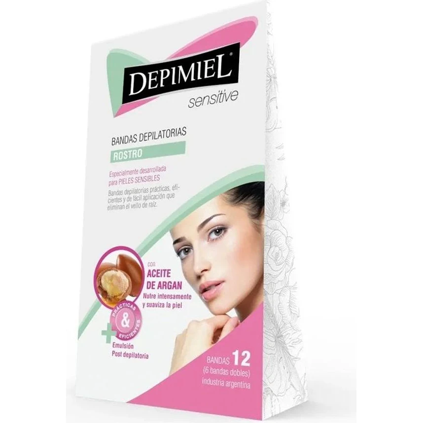 Bandas Depilatorias Depimiel para Rostro, Piel Sensible, 12 Unidades — foto 2