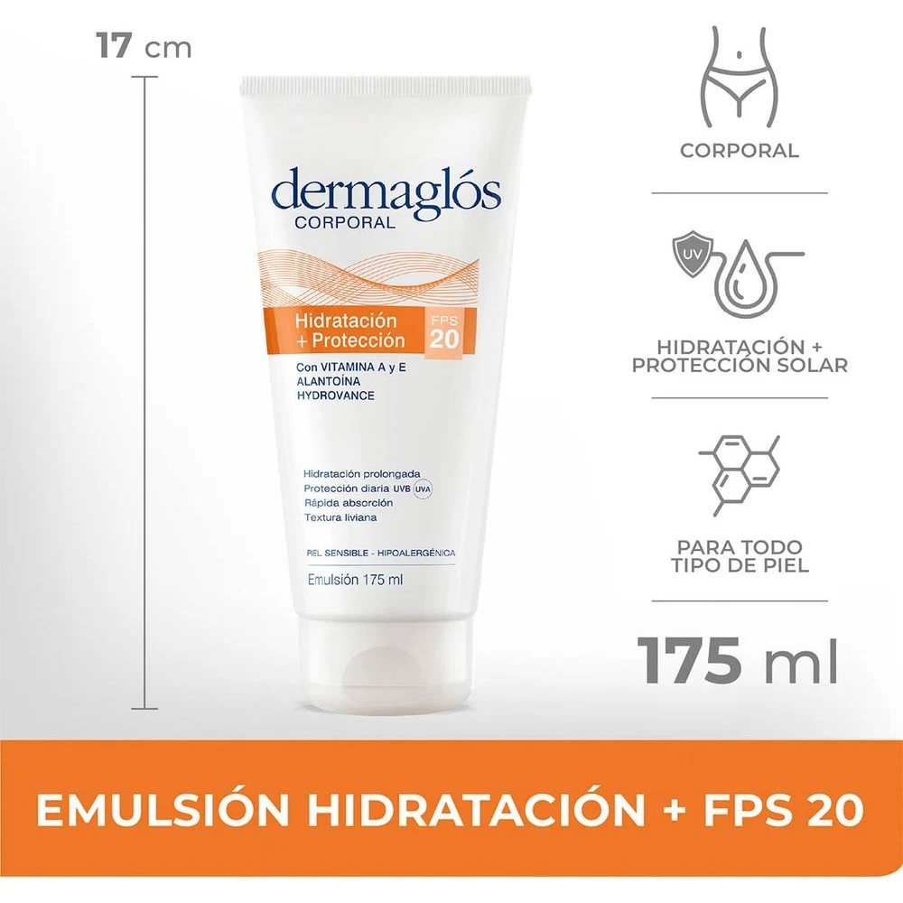 Crema Corporal Dermaglos Hidratante y Protectora 175 ml — foto 2
