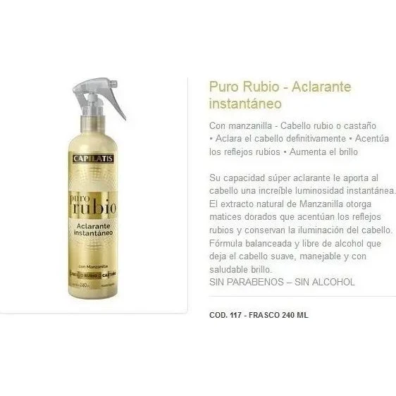 Aclarante Capilar Capilatis Puro Rubio 250 ml — foto 5